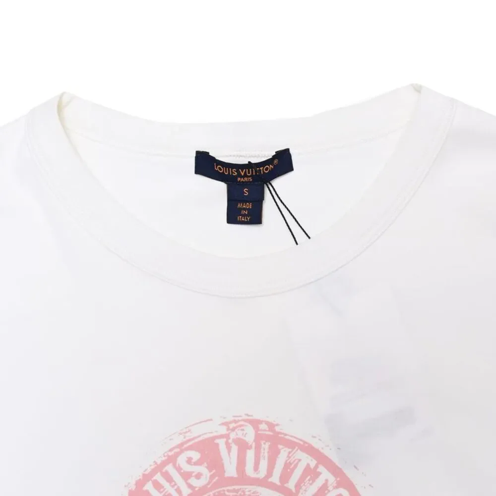 Louis Vuitton Logo Stamp Crop Top in White Cotton